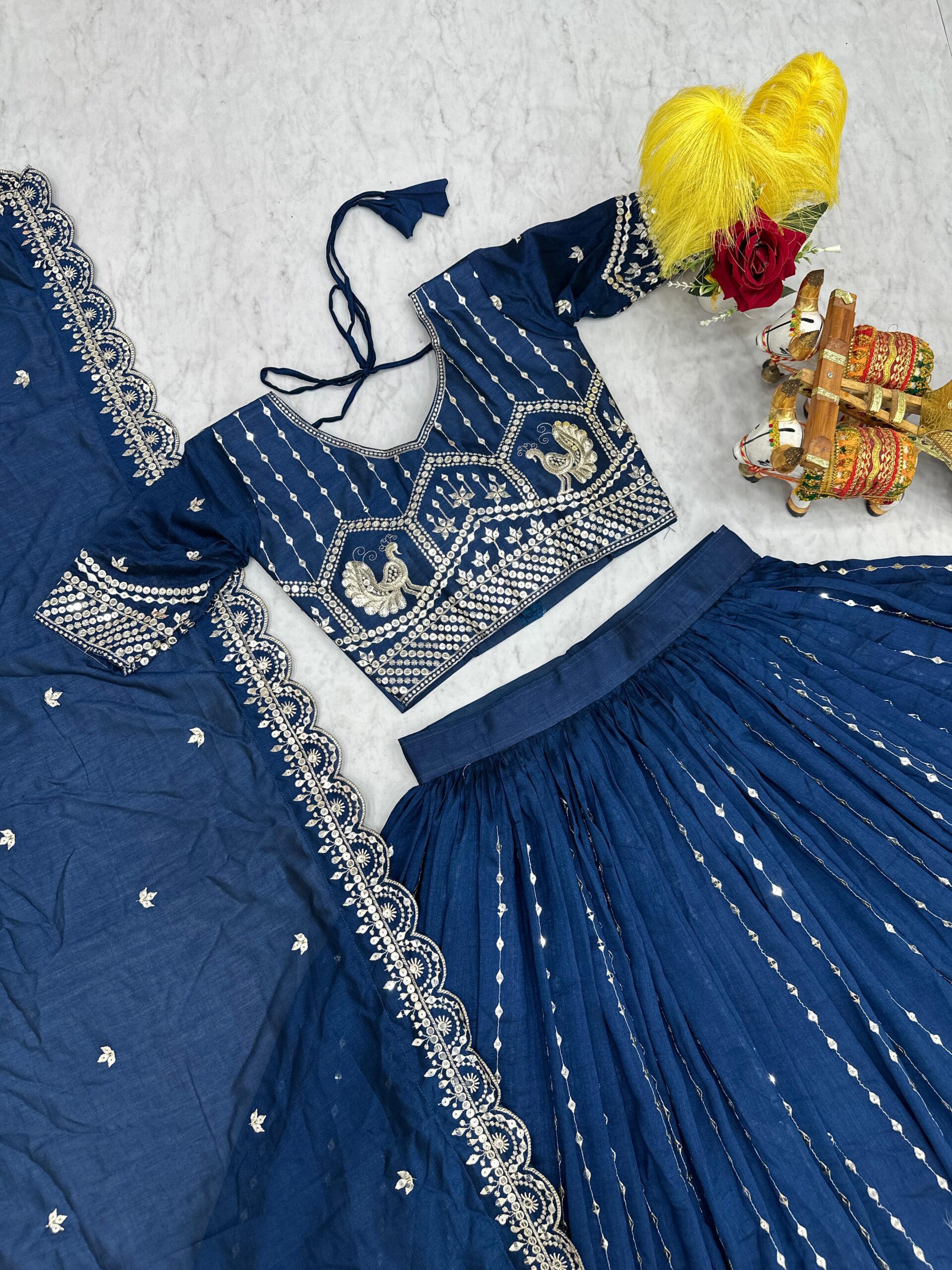 Lekha Prisha Ram 151 Pure Vichitra Embroidery Sequins Thread Work Lehenga Choli — Wholesale Lehenga wholesale from Surat — view 11