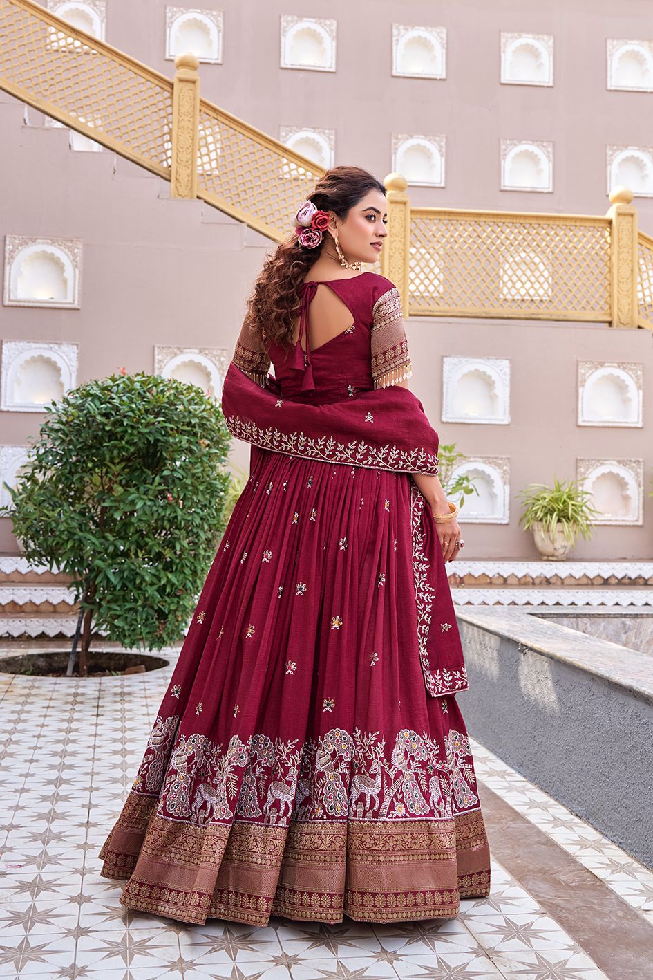 Lekha Prisha Ram 163 Pure Vichitra Embroidery Sequins Work Lehenga Choli — Singles wholesale from Surat — view 2
