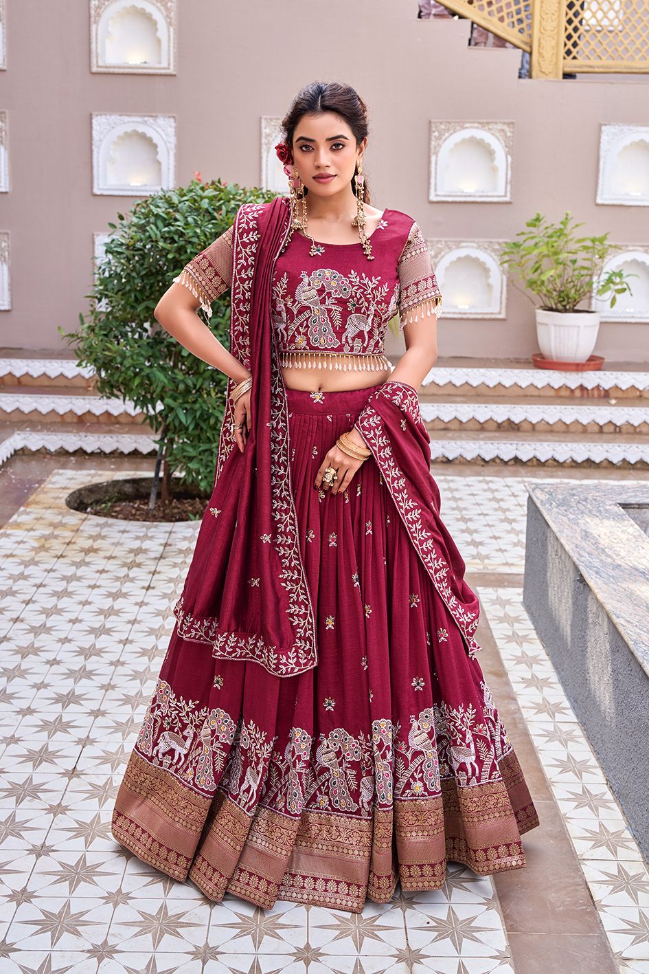 Lekha Prisha Ram 163 Pure Vichitra Embroidery Sequins Work Lehenga Choli