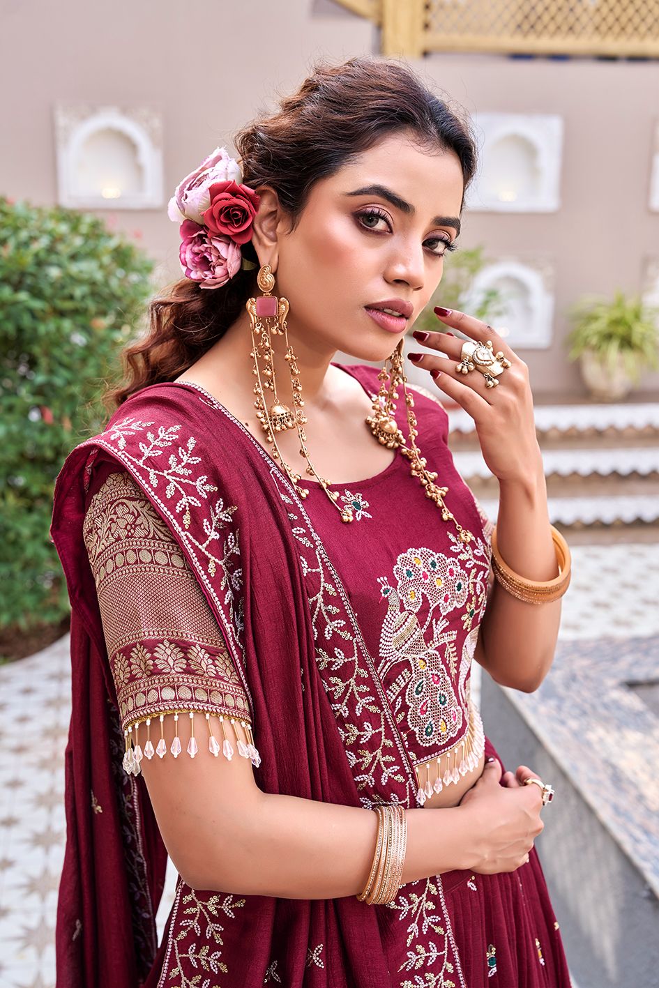 Lekha Prisha Ram 163 Pure Vichitra Embroidery Sequins Work Lehenga Choli — Singles wholesale from Surat — view 3
