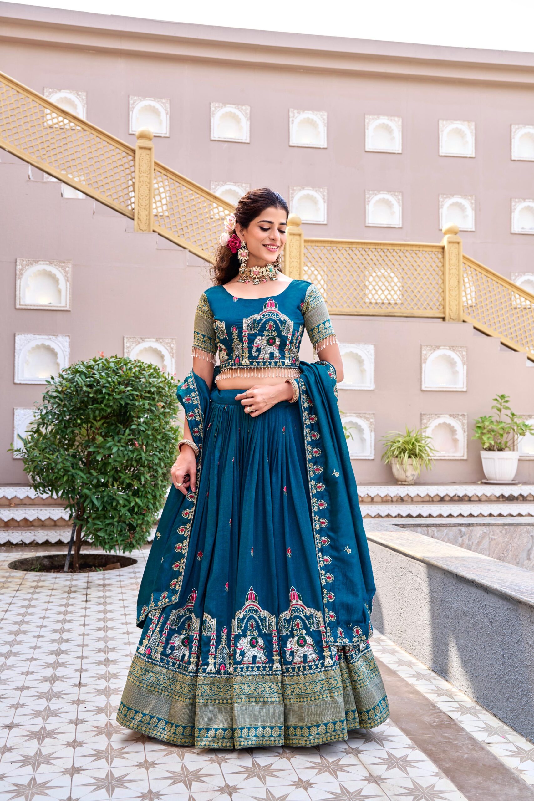 Lekha Prisha Ram 163 Pure Vichitra Embroidery Sequins Work Lehenga Choli — Singles wholesale from Surat — view 4
