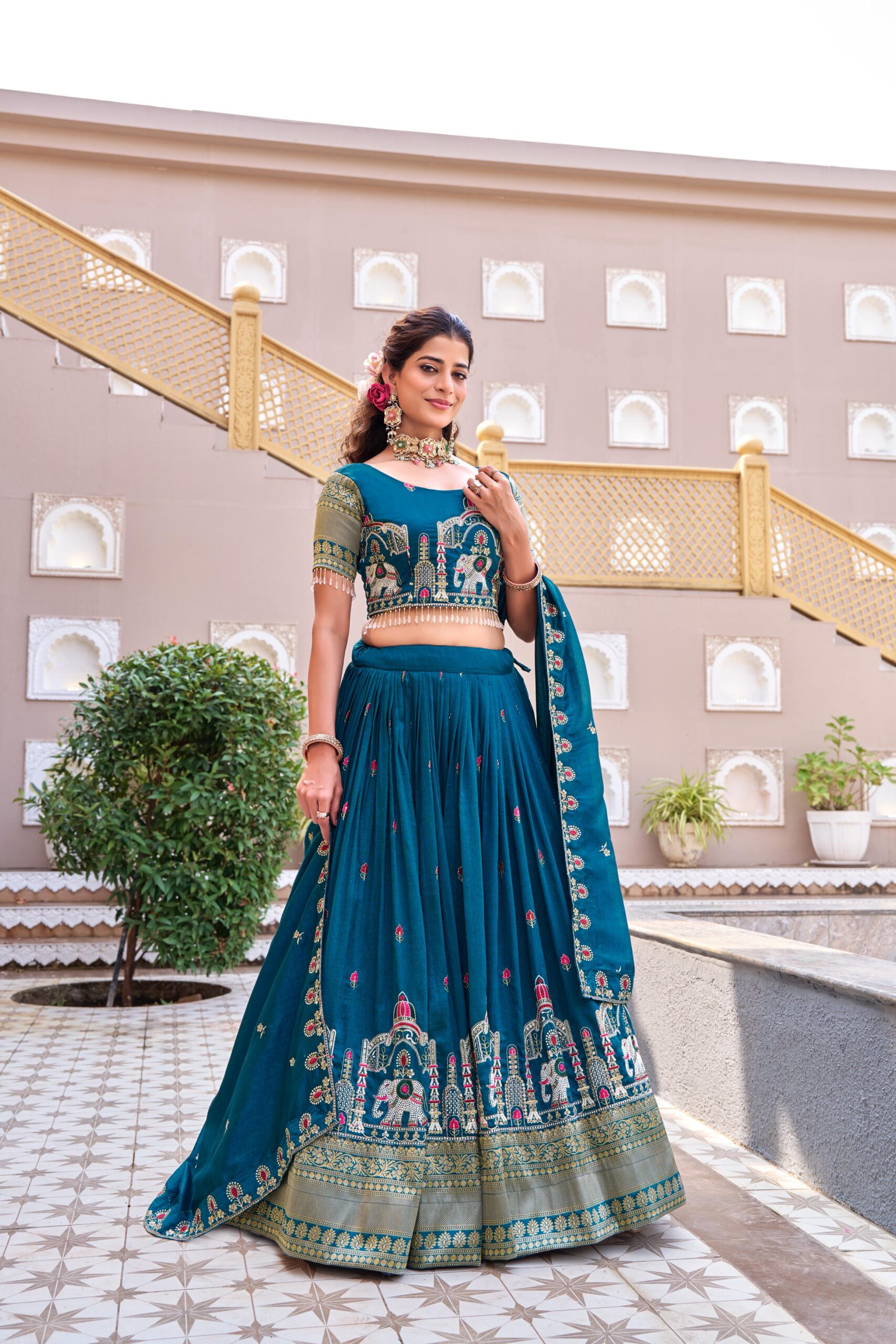 Lekha Prisha Ram 163 Pure Vichitra Embroidery Sequins Work Lehenga Choli — Singles wholesale from Surat — view 6