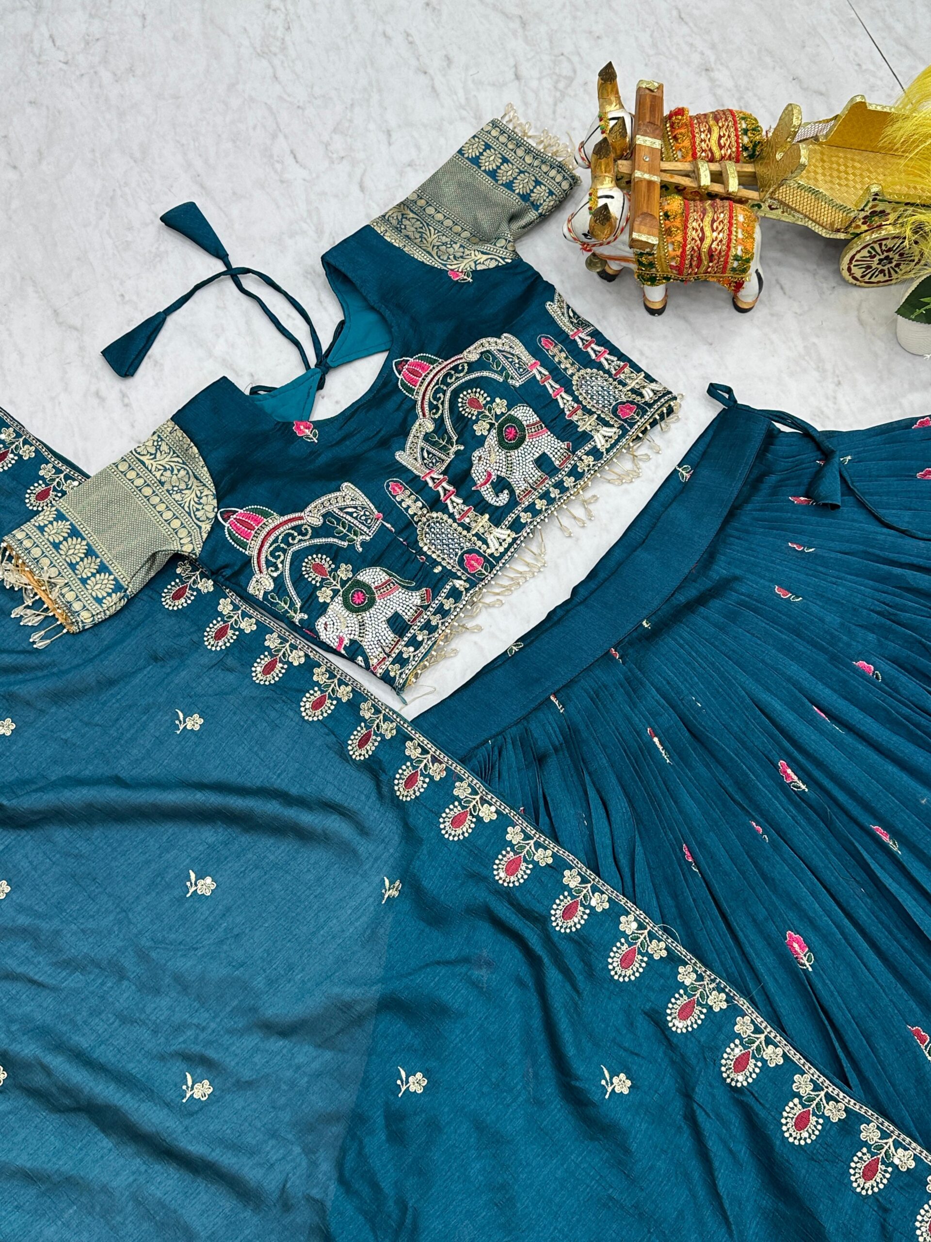 Lekha Prisha Ram 163 Pure Vichitra Embroidery Sequins Work Lehenga Choli — Singles wholesale from Surat — view 9