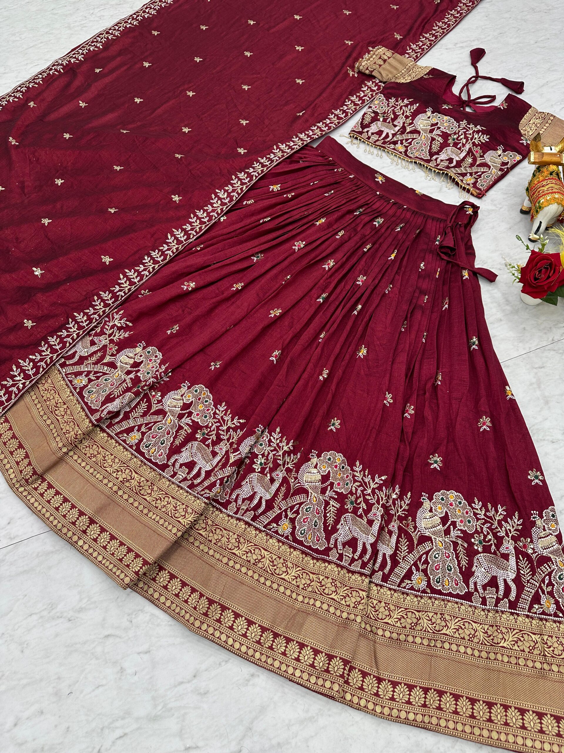 Lekha Prisha Ram 163 Pure Vichitra Embroidery Sequins Work Lehenga Choli — Singles wholesale from Surat — view 10