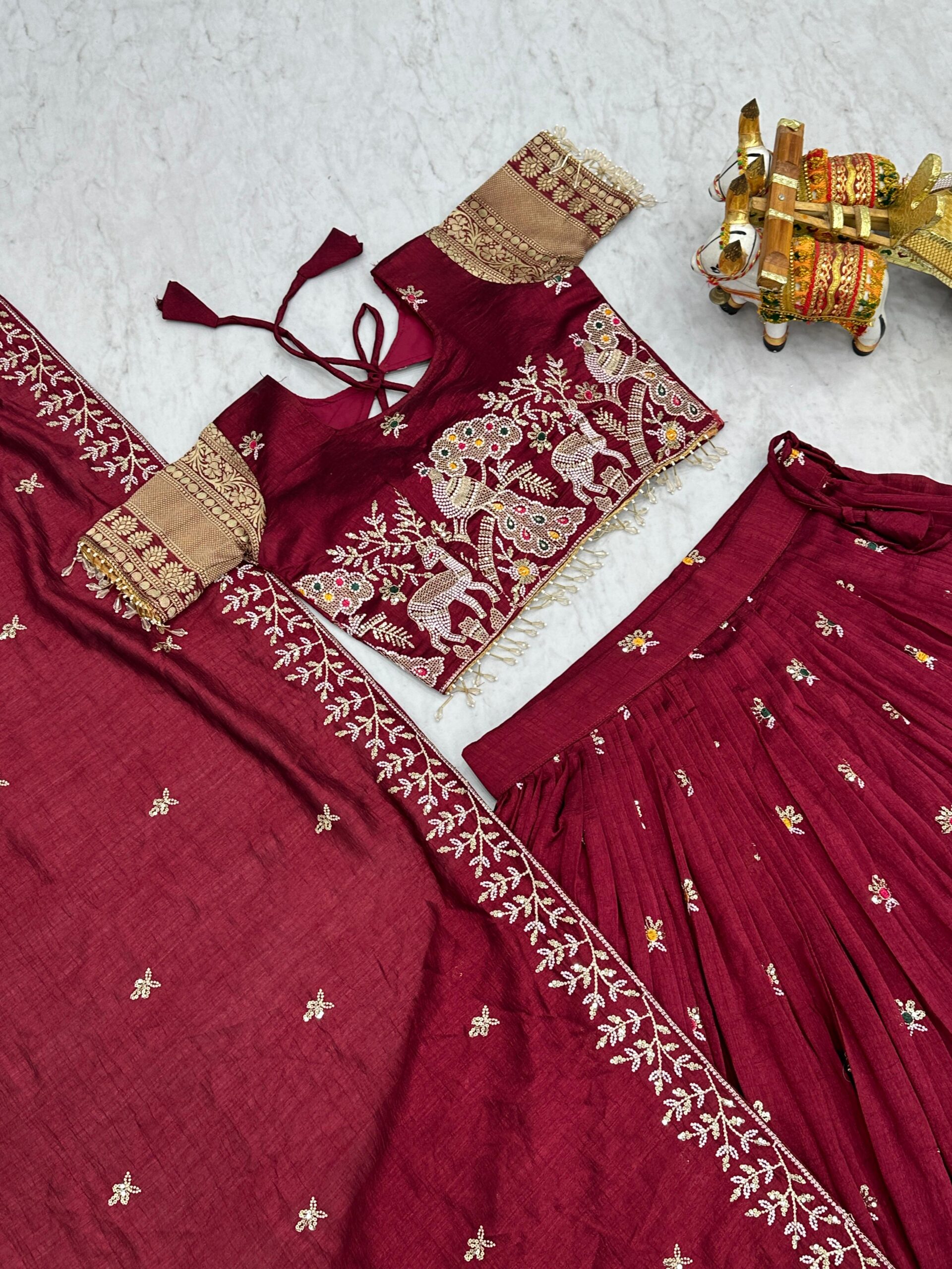 Lekha Prisha Ram 163 Pure Vichitra Embroidery Sequins Work Lehenga Choli — Singles wholesale from Surat — view 12