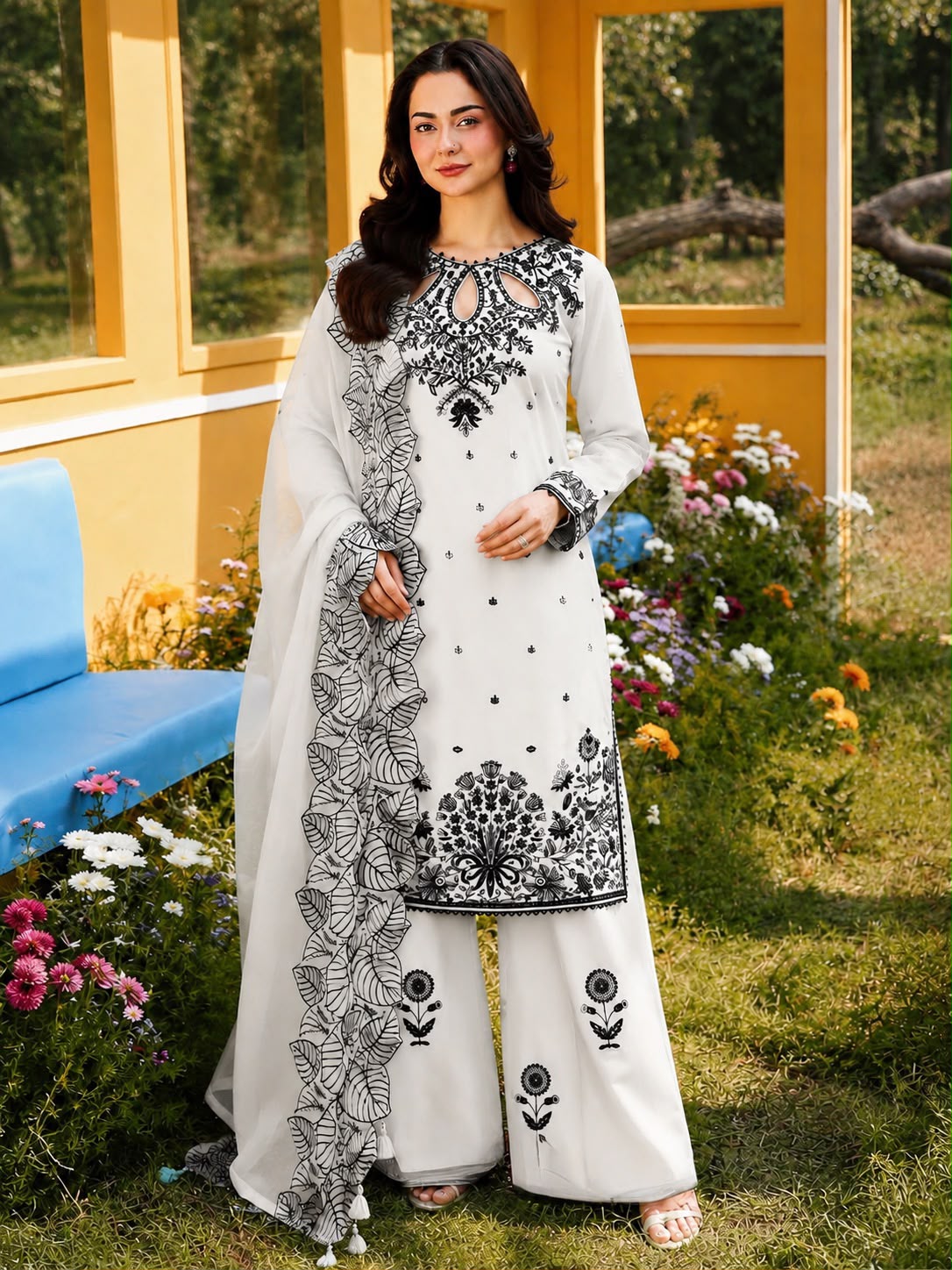 Lady Lado Lady Look 041 Satin Rayon Top With Plazzo Dupatta Set — Wholesale Kurti With Bottom Dupatta, Vardan Ethnic wholesale from Surat — view 6