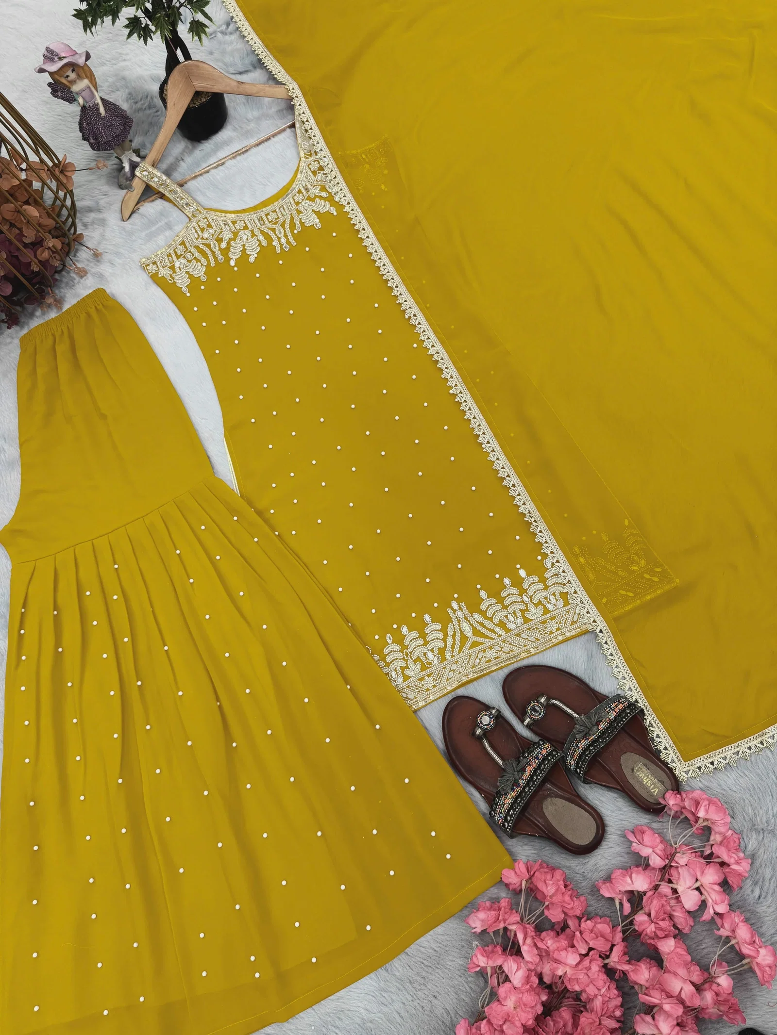 Lady Lado Pd 1133 Faux Georgette Top Bottom With Dupatta Set — Wholesale Kurtis, Vardan Ethnic wholesale from Surat — Photo 3