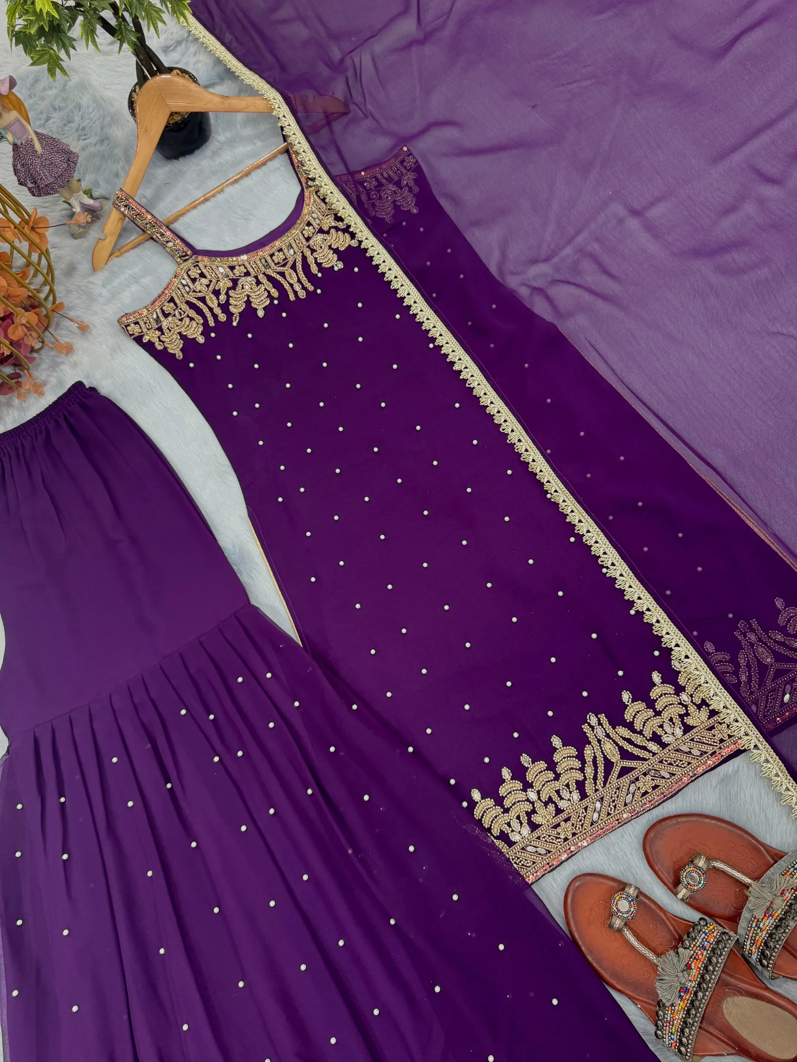 Lady Lado Pd 1133 Faux Georgette Top Bottom With Dupatta Set — Wholesale Kurtis, Vardan Ethnic wholesale from Surat — Photo 4