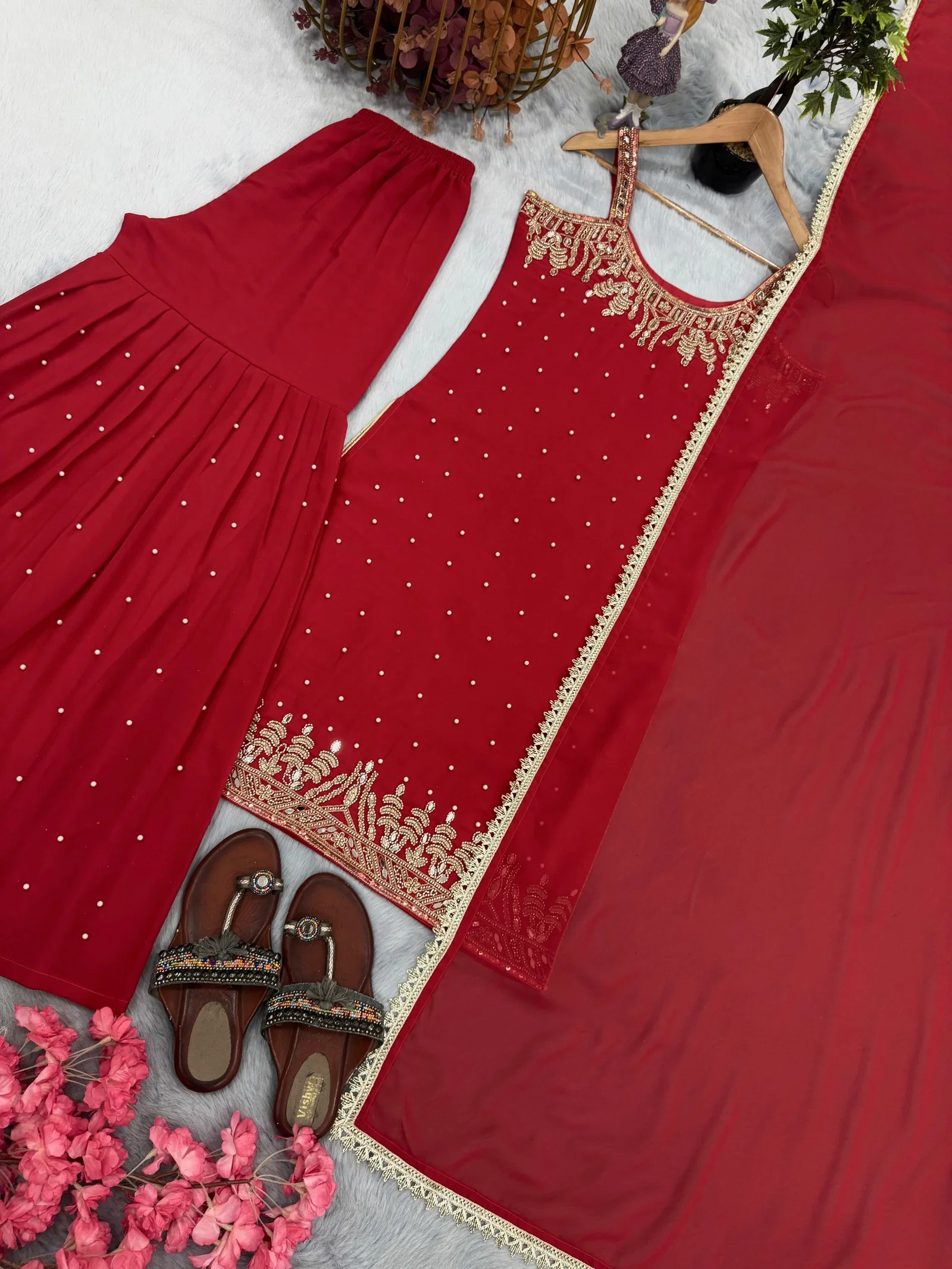 Lady Lado Pd 1133 Faux Georgette Top Bottom With Dupatta Set — Wholesale Kurtis, Vardan Ethnic wholesale from Surat — Photo 6