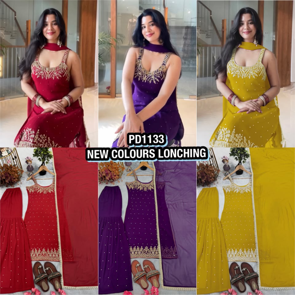 Lady Lado Pd 1133 Faux Georgette Top Bottom With Dupatta Set — Wholesale Kurtis, Vardan Ethnic wholesale from Surat — view 9