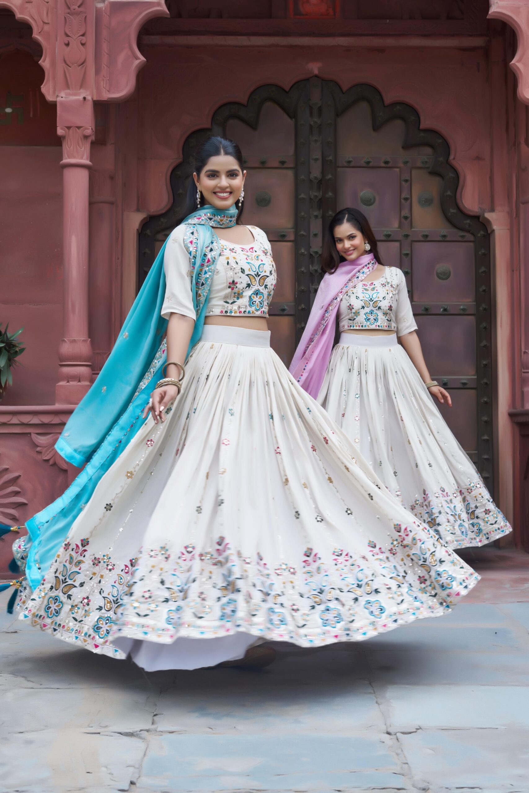 Lekha Prisha Ram 144 Pure Tissue Silk Embroidery Sequins And Thread Work Lehenga Choli — Singles wholesale from Surat — view 2