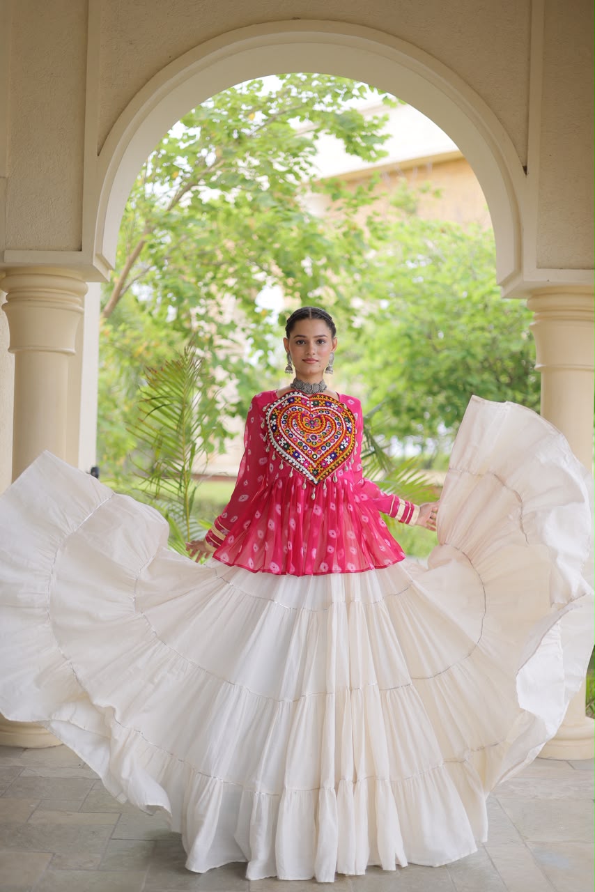 Lekha KA 5082 Kora Cotton Standard Frill Stitching Lehenga With Top Navratri Special — Singles wholesale from Surat — view 2