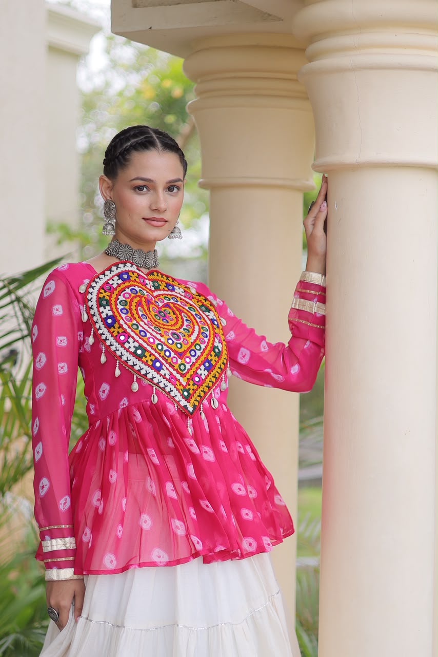 Lekha KA 5082 Kora Cotton Standard Frill Stitching Lehenga With Top Navratri Special — Singles wholesale from Surat — view 3