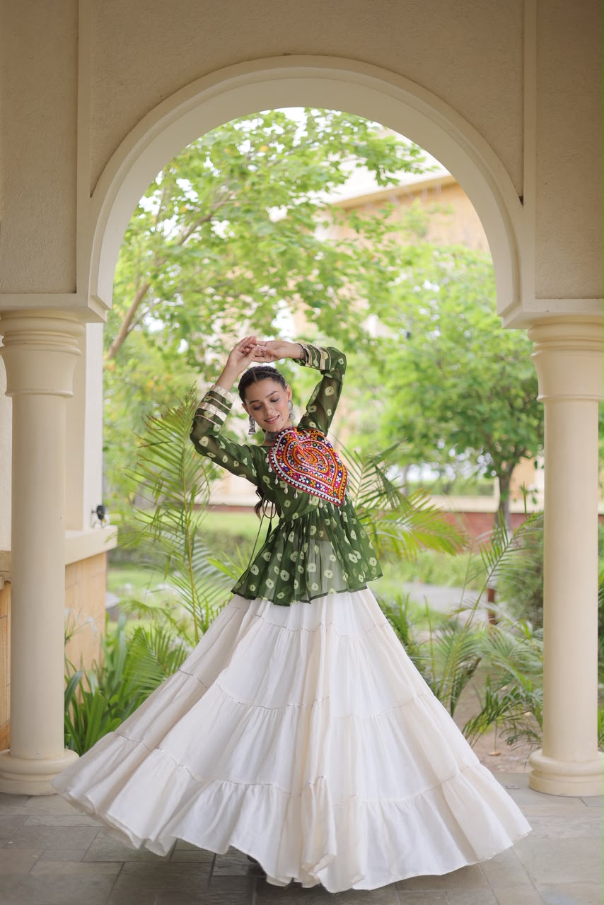 Lekha KA 5082 Kora Cotton Standard Frill Stitching Lehenga With Top Navratri Special — Singles wholesale from Surat — view 6