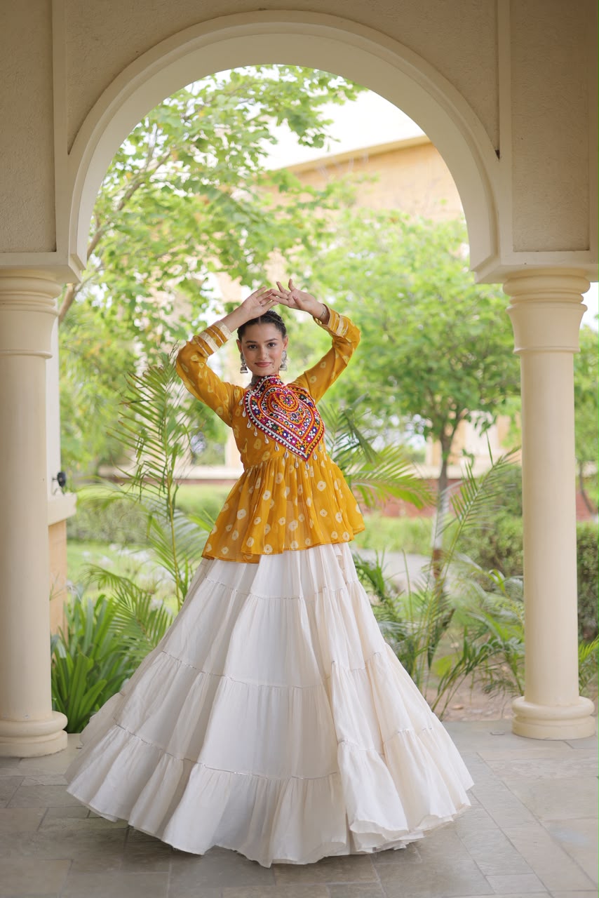 Lekha KA 5082 Kora Cotton Standard Frill Stitching Lehenga With Top Navratri Special — Singles wholesale from Surat — view 17