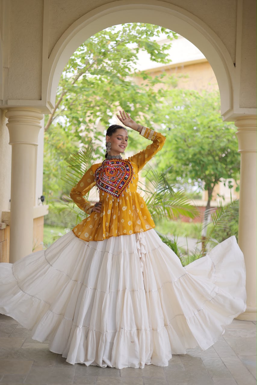 Lekha KA 5082 Kora Cotton Standard Frill Stitching Lehenga With Top Navratri Special — Singles wholesale from Surat — view 18