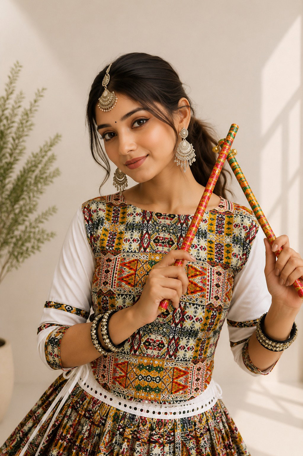Aawiya 8057 Cotton Silk Gamthi Work Lehenga Choli — Singles wholesale from Surat — view 3