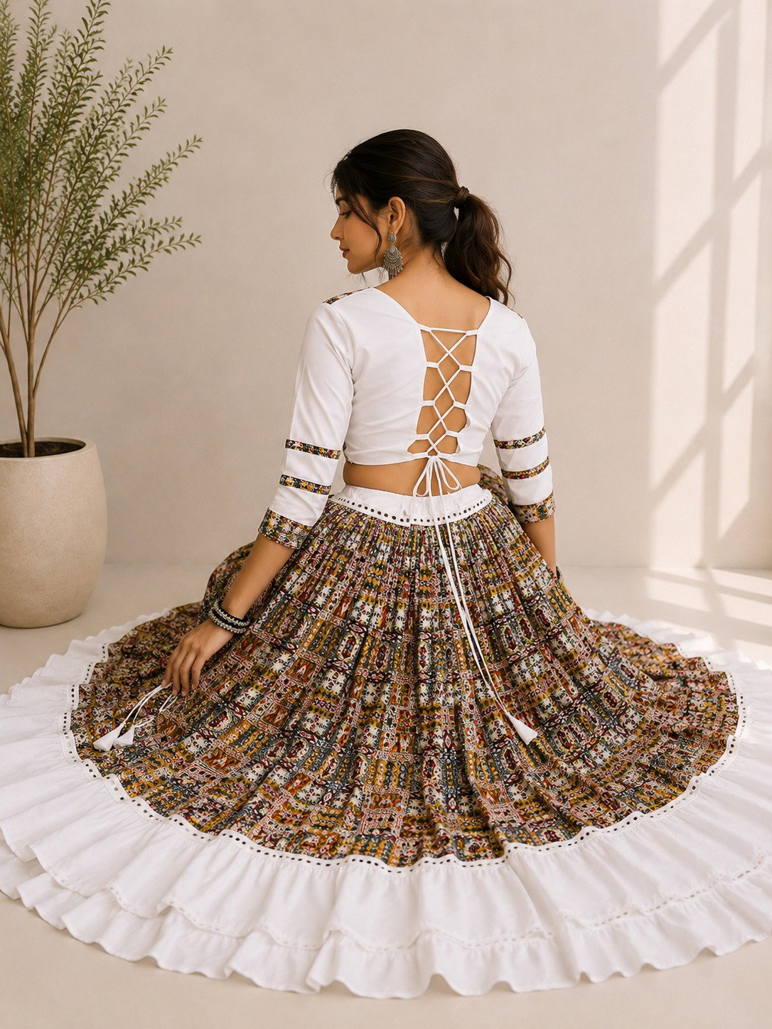 Aawiya 8057 Cotton Silk Gamthi Work Lehenga Choli — Singles wholesale from Surat — view 4