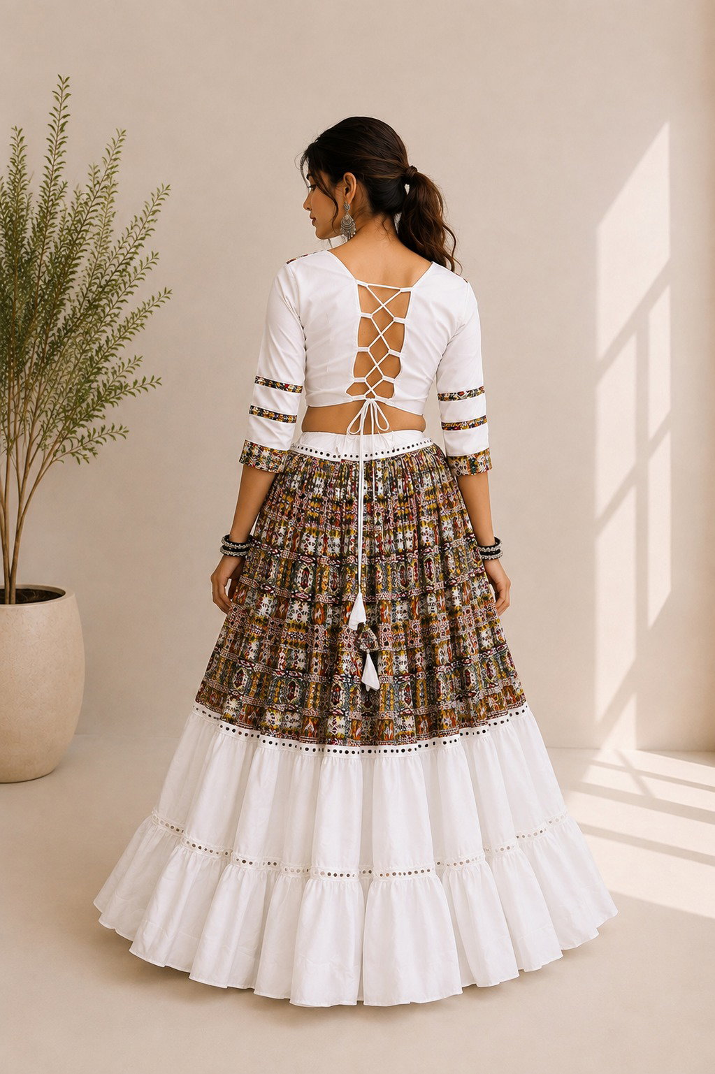 Aawiya 8057 Cotton Silk Gamthi Work Lehenga Choli — Singles wholesale from Surat — view 5