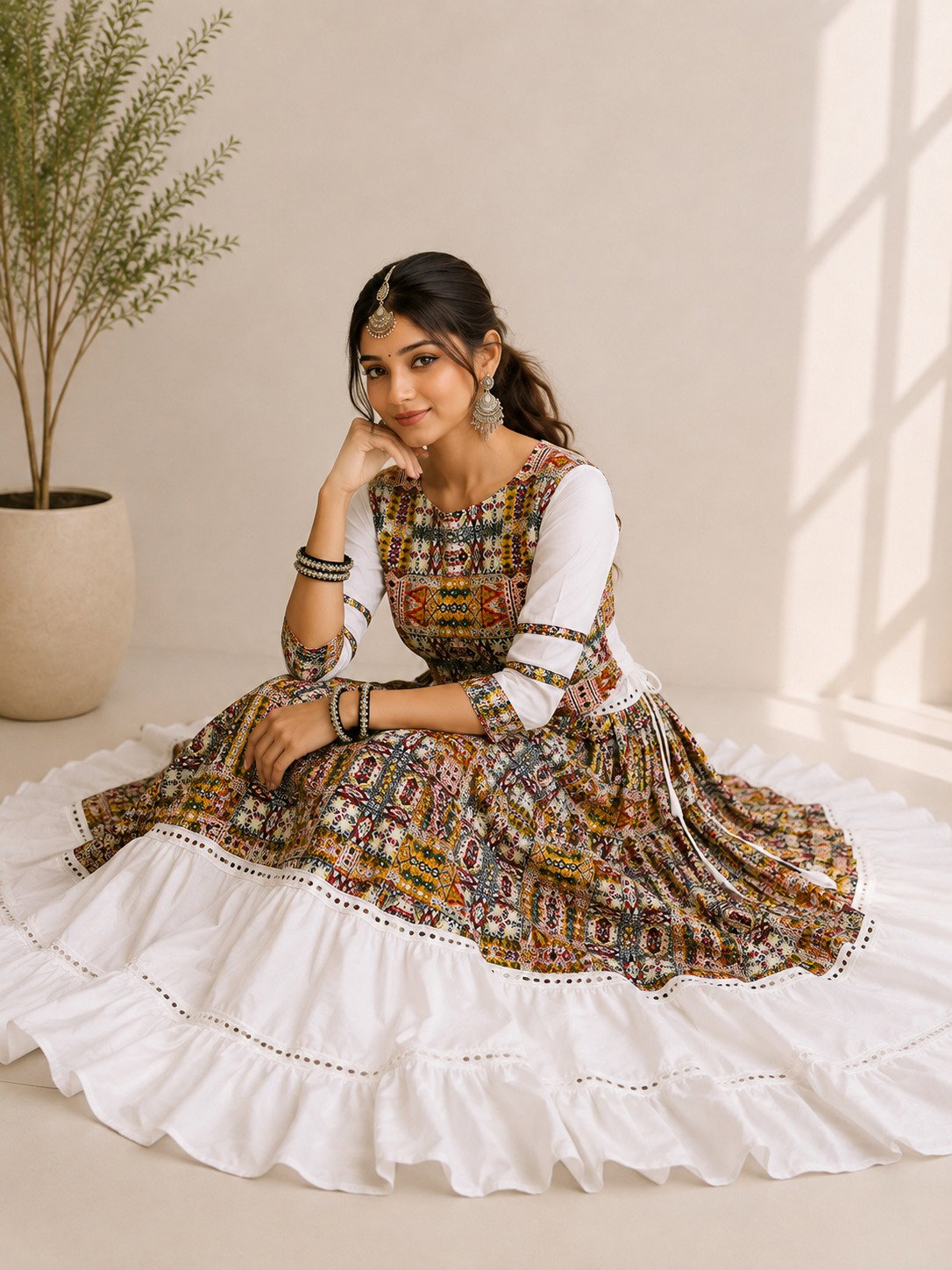 Aawiya 8057 Cotton Silk Gamthi Work Lehenga Choli