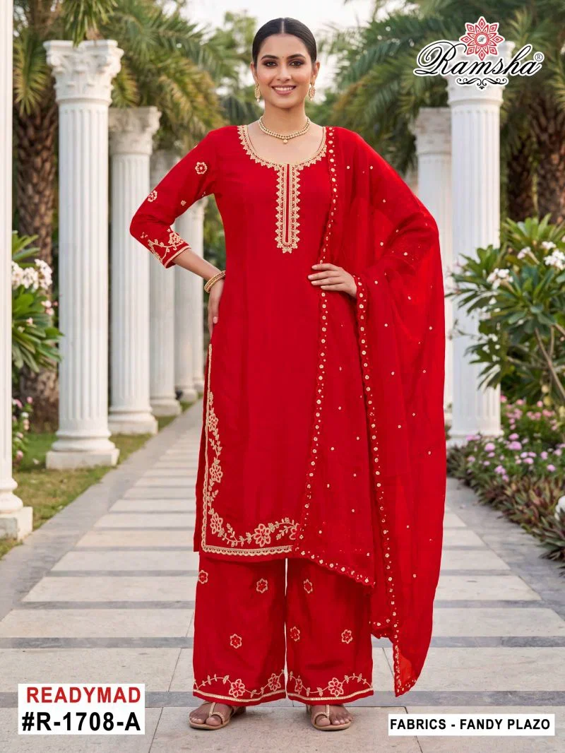 Ramsha R 1708 A To D Fandy Beats Work Salwar Kameez — Wholesale Salwar Suits, Ramsha wholesale from Surat - Gallery Image 3