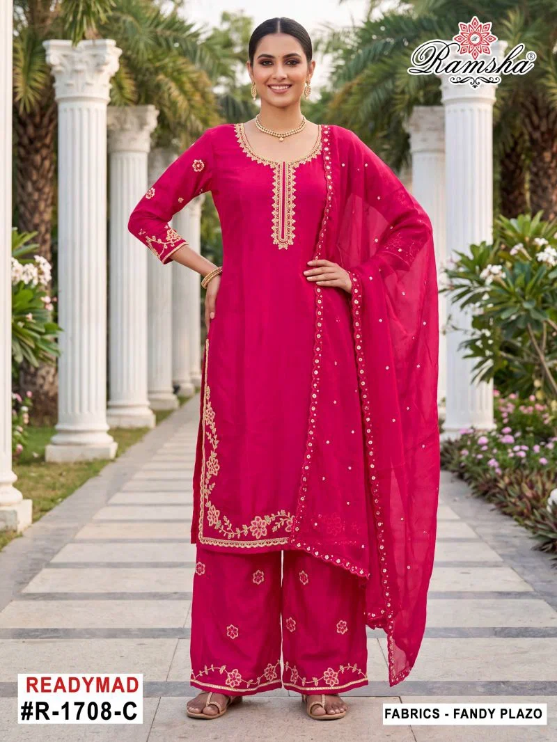 Ramsha R 1708 A To D Fandy Beats Work Salwar Kameez — Wholesale Salwar Suits, Ramsha wholesale from Surat - Gallery Image 4