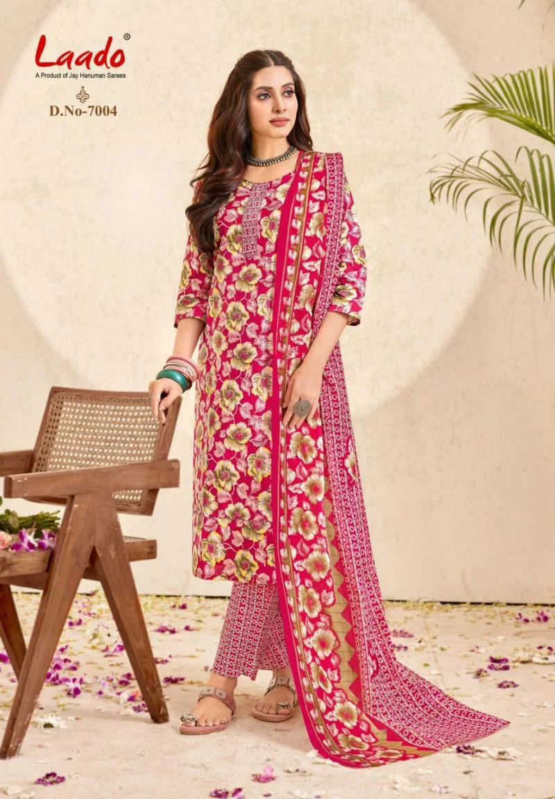 Laado Nargis Vol 7 Readymade Cotton Kurti Pant With Dupatta Set