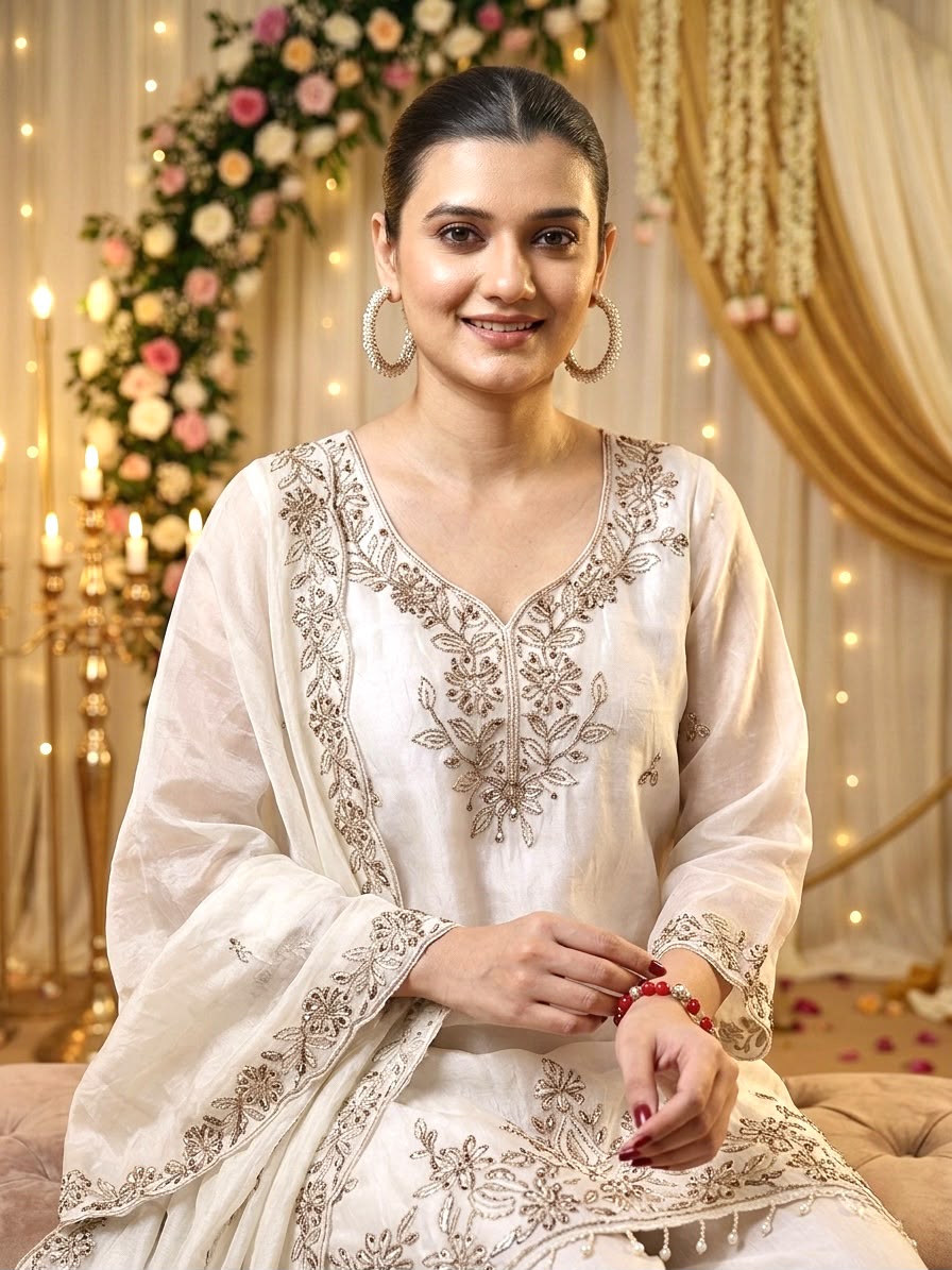 Lekha KL 401 Fandy Satin Embroidery Top Bottom With Dupatta Set — Wholesale Kurtis wholesale from Surat — view 2