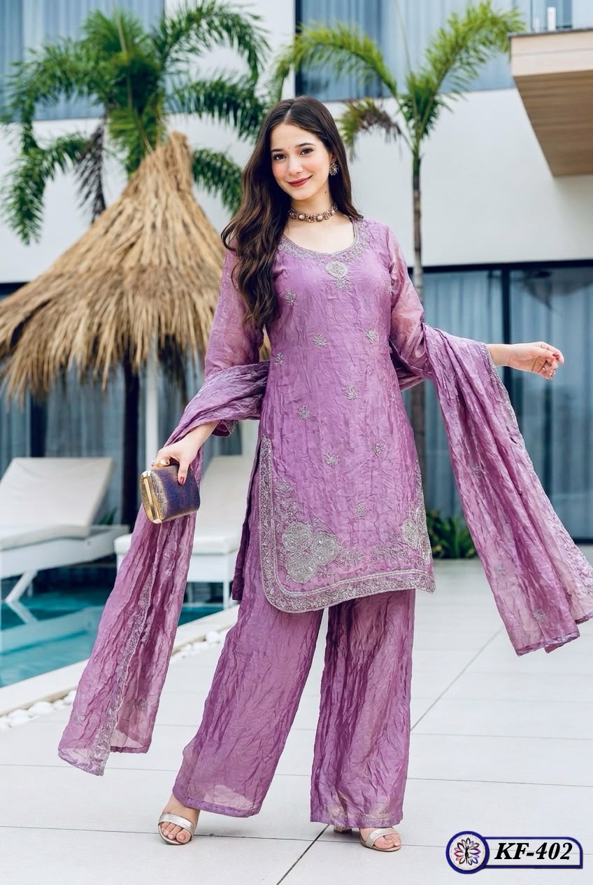 Lekha KL 402 Fandy Satin Embroidery Kurti Bottom With Dupatta Set