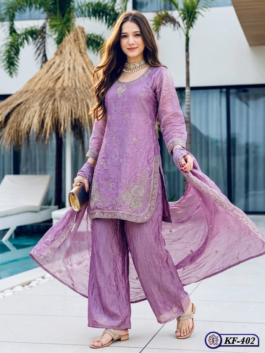 Lekha KL 402 Fandy Satin Embroidery Kurti Bottom With Dupatta Set — Wholesale Readymade Suit wholesale from Surat — view 2