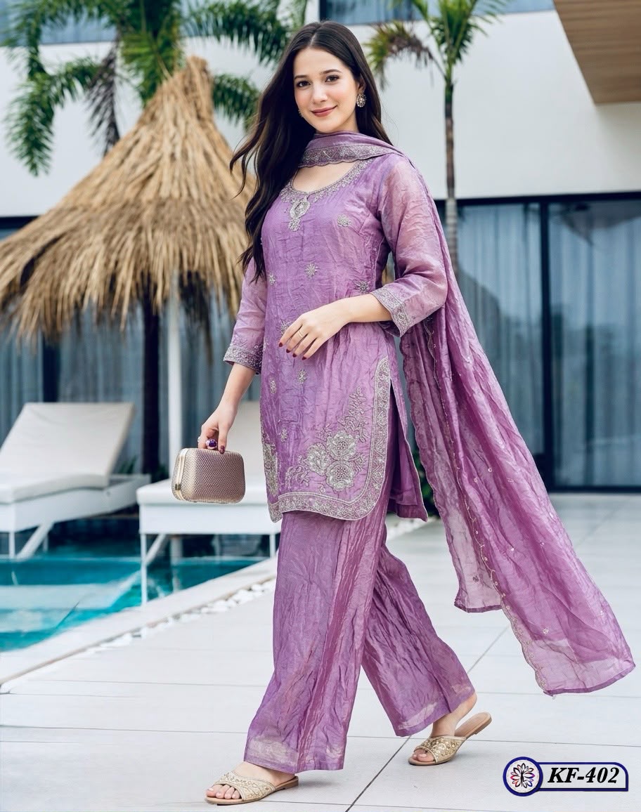 Lekha KL 402 Fandy Satin Embroidery Kurti Bottom With Dupatta Set — Wholesale Readymade Suit wholesale from Surat — view 3