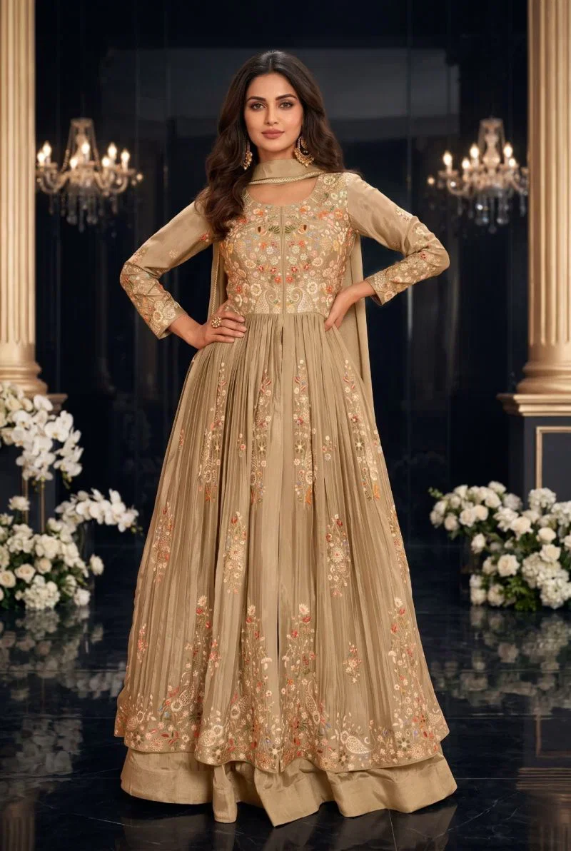 Aurraa Mastani Chinon Embroidered Kurti With Ghagra Dupatta Set — Designer Lehenga Choli wholesale from Surat - Gallery Image 2
