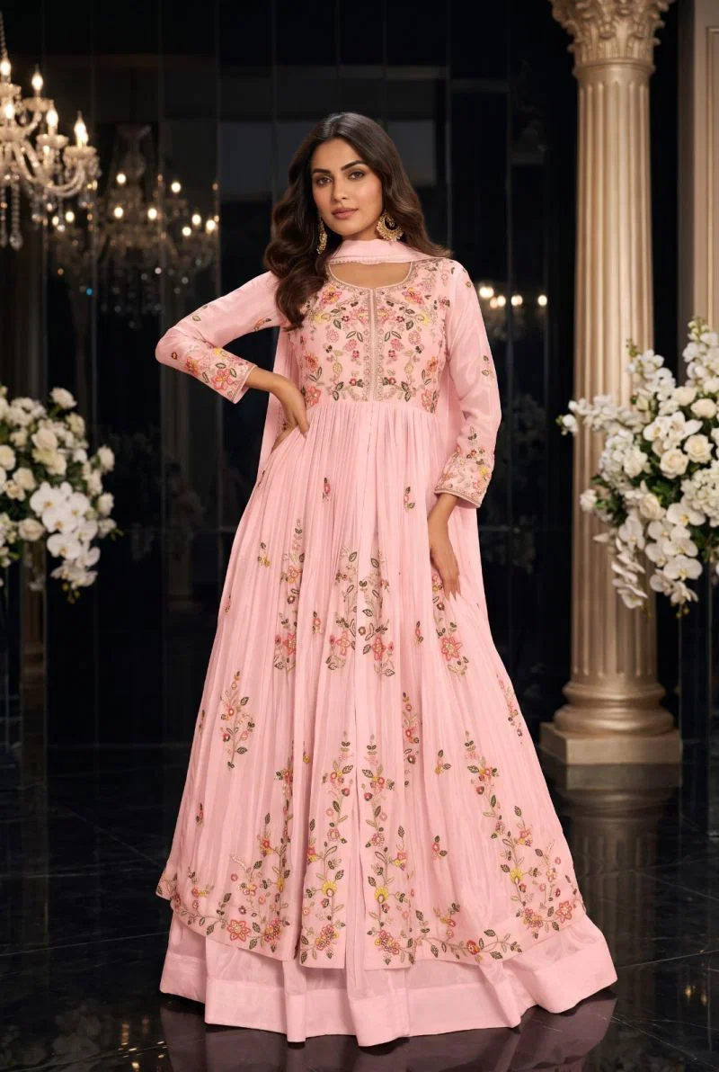 Aurraa Mastani Chinon Embroidered Kurti With Ghagra Dupatta Set — Designer Lehenga Choli wholesale from Surat - Gallery Image 3