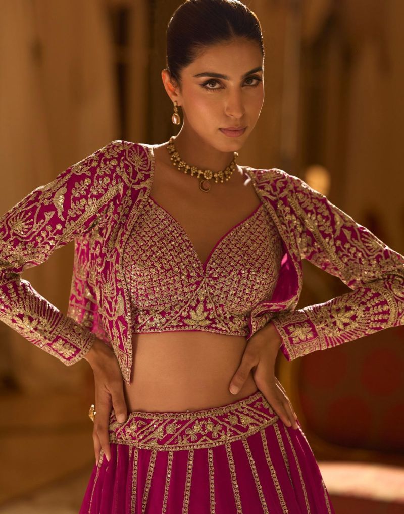 Sayuri Kamini Georgette Embroidered Stylish Designer Lehenga Choli Set