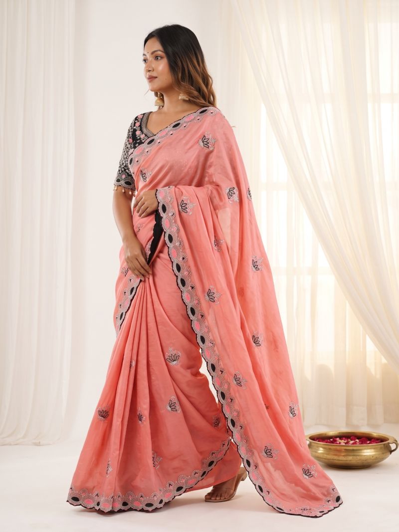 Vt 901 T Fandy Satin Embroidery Worked Designer Saree Catalog — Festival Sarees, Vardan Ethnic wholesale from Surat — view 7