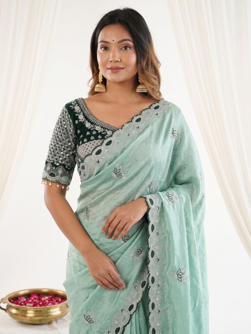Vt 901 T Fandy Satin Embroidery Worked Designer Saree Catalog