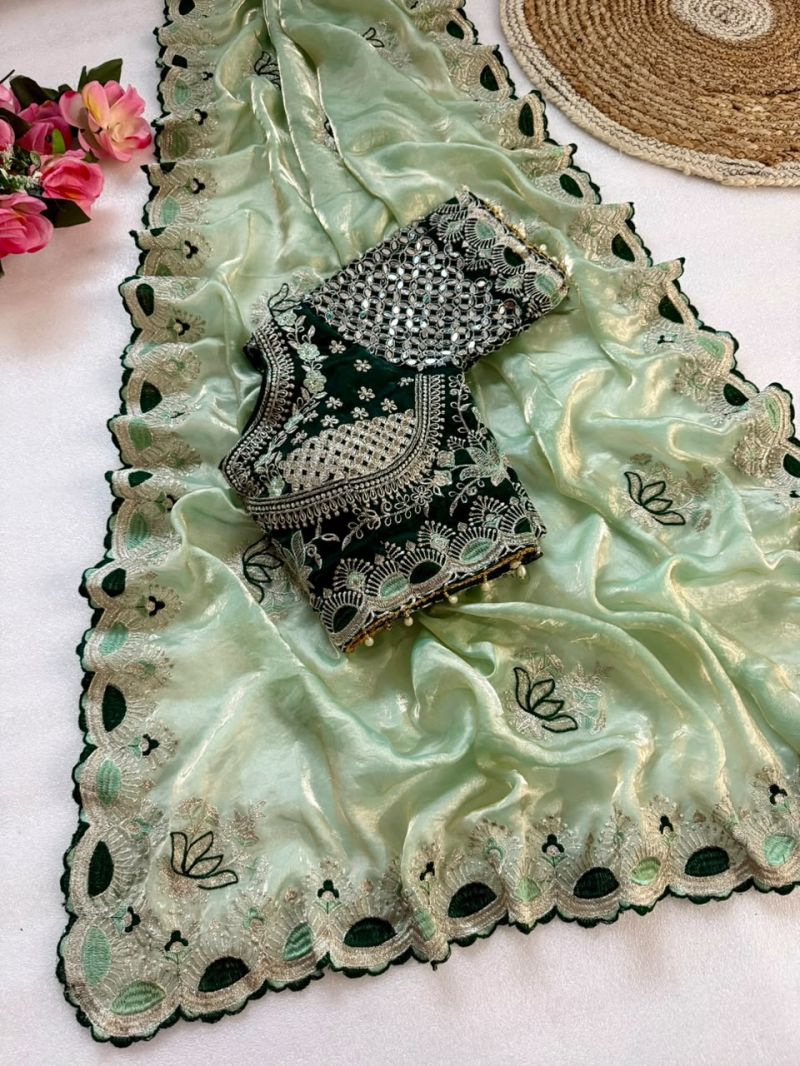 Vt 901 T Fandy Satin Embroidery Worked Designer Saree Catalog — Festival Sarees, Vardan Ethnic wholesale from Surat — view 10