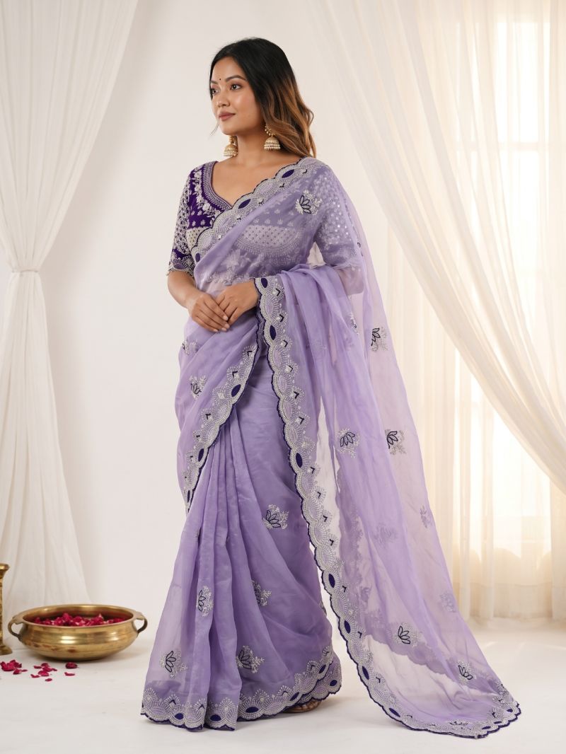 Vt 901 T Fandy Satin Embroidery Worked Designer Saree Catalog — Festival Sarees, Vardan Ethnic wholesale from Surat — view 11