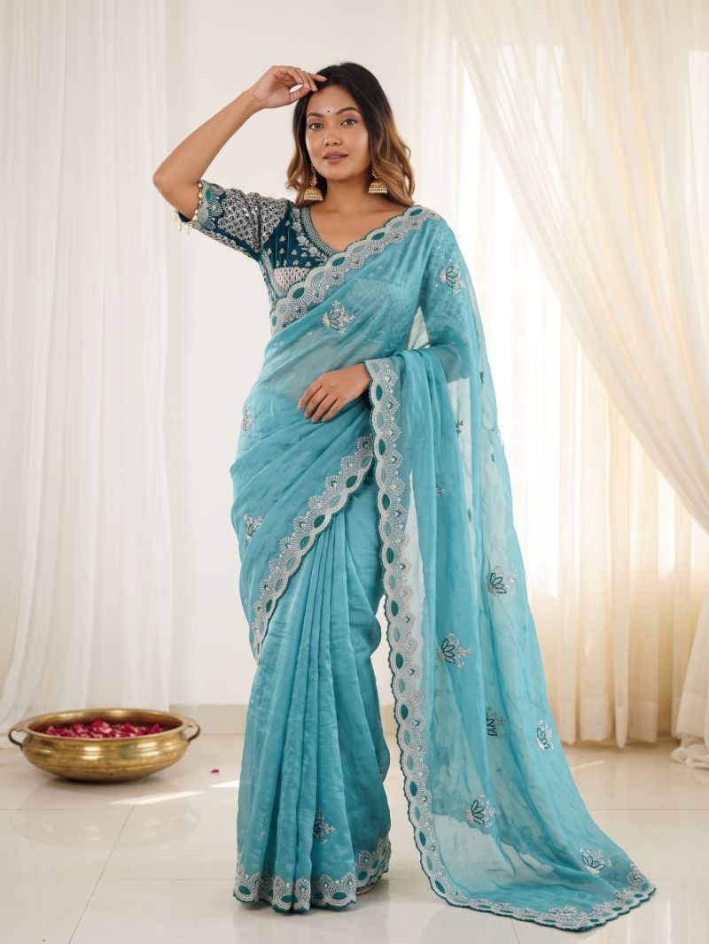 Vt 901 T Fandy Satin Embroidery Worked Designer Saree Catalog — Festival Sarees, Vardan Ethnic wholesale from Surat — view 2