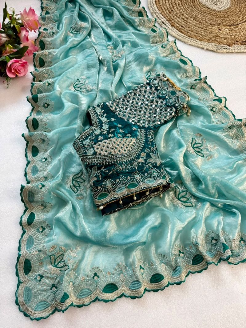 Vt 901 T Fandy Satin Embroidery Worked Designer Saree Catalog — Festival Sarees, Vardan Ethnic wholesale from Surat — view 16