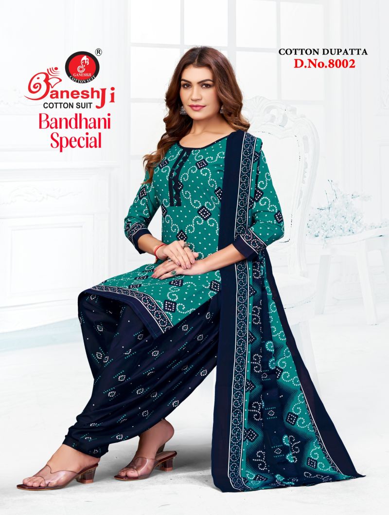 Ganeshji Bandhani Vol 8 Soft Cotton Printed Fancy Dress Material — Wholesale Readymade Suit, Vardan Ethnic wholesale from Surat — view 2