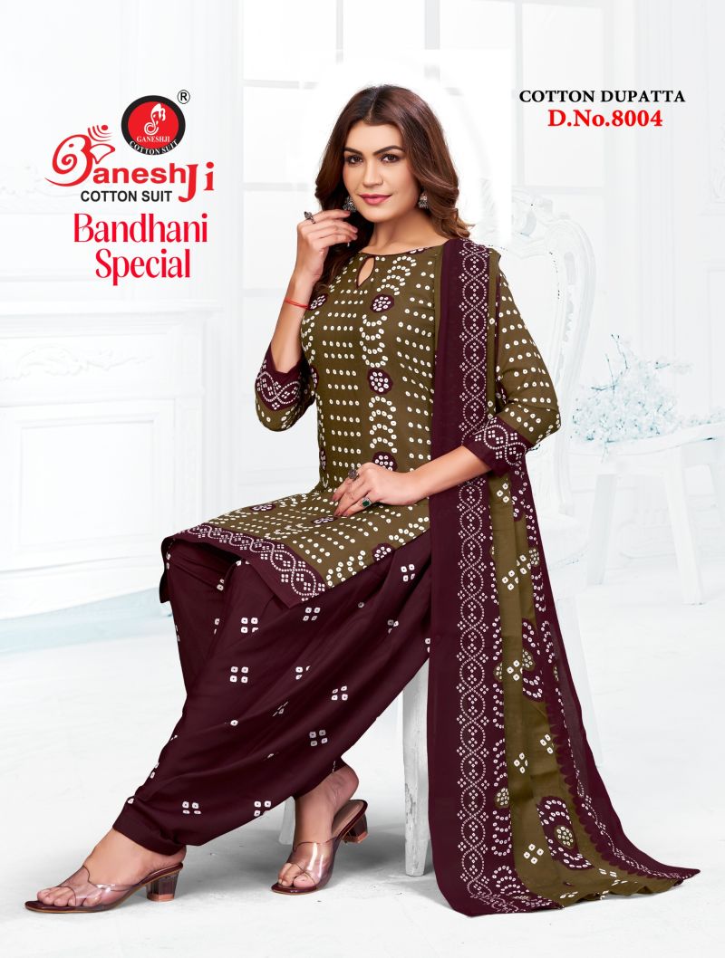 Ganeshji Bandhani Vol 8 Soft Cotton Printed Fancy Dress Material — Wholesale Readymade Suit, Vardan Ethnic wholesale from Surat — view 4