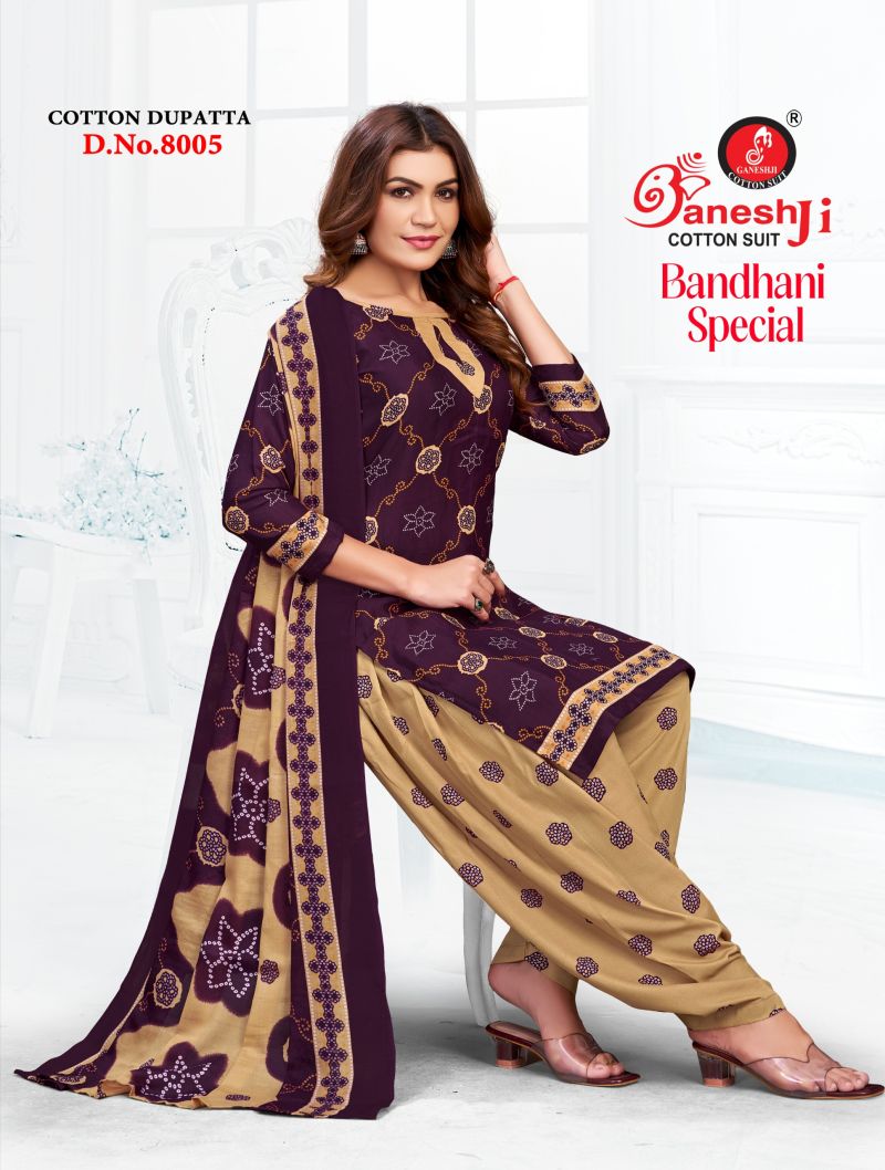 Ganeshji Bandhani Vol 8 Soft Cotton Printed Fancy Dress Material — Wholesale Readymade Suit, Vardan Ethnic wholesale from Surat — view 5