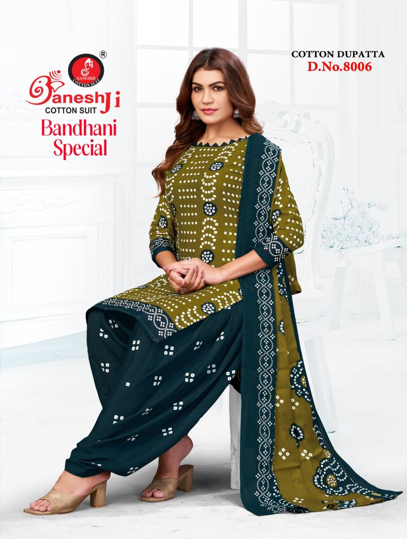Ganeshji Bandhani Vol 8 Soft Cotton Printed Fancy Dress Material — Wholesale Readymade Suit, Vardan Ethnic wholesale from Surat — view 6