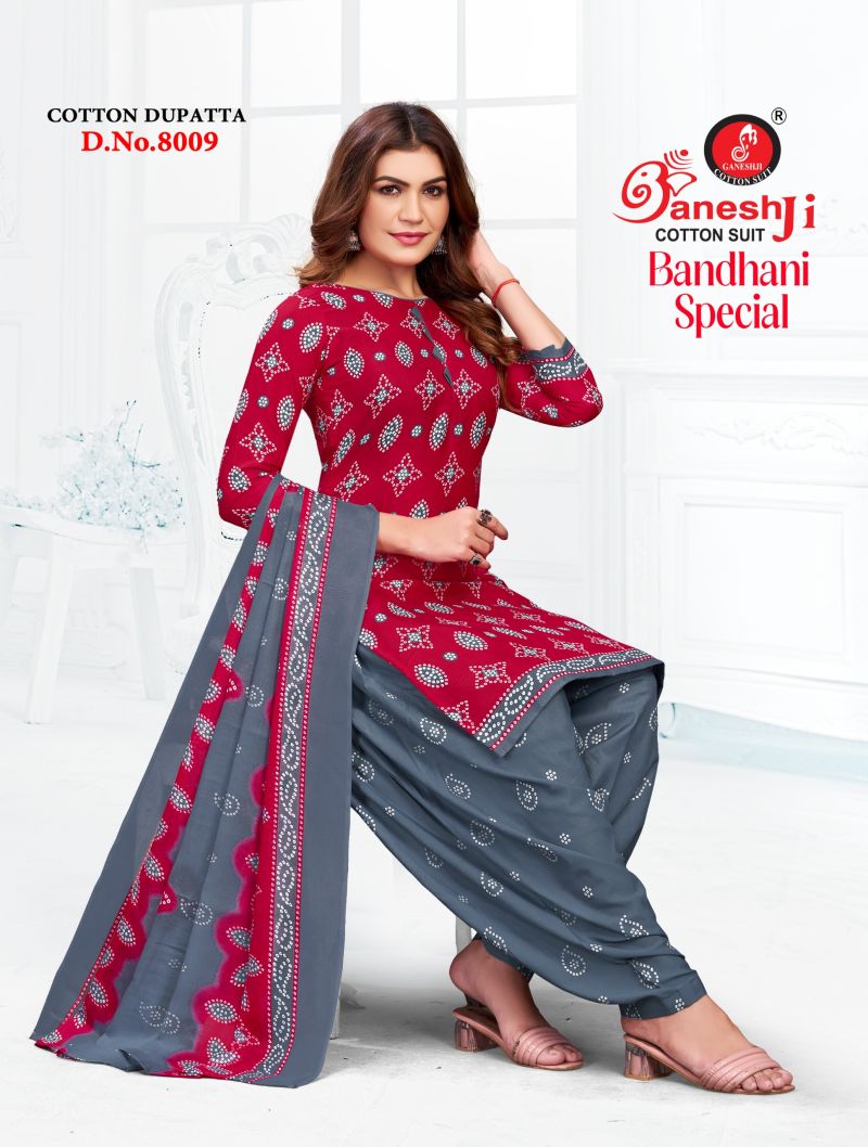 Ganeshji Bandhani Vol 8 Soft Cotton Printed Fancy Dress Material — Wholesale Readymade Suit, Vardan Ethnic wholesale from Surat — view 7