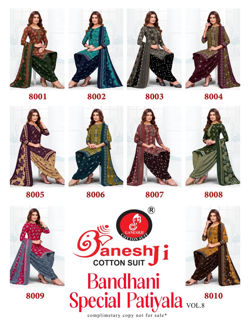 Ganeshji Bandhani Vol 8 Soft Cotton Printed Fancy Dress Material — Wholesale Readymade Suit, Vardan Ethnic wholesale from Surat — view 9