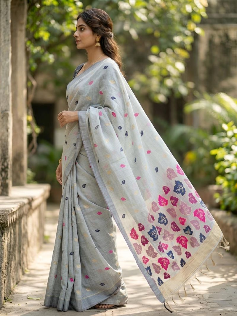 Mv Vis 1 Jamdhani Cotton Silk Floral Printed Saree Catalog — Saree, Vardan Ethnic wholesale from Surat — view 3