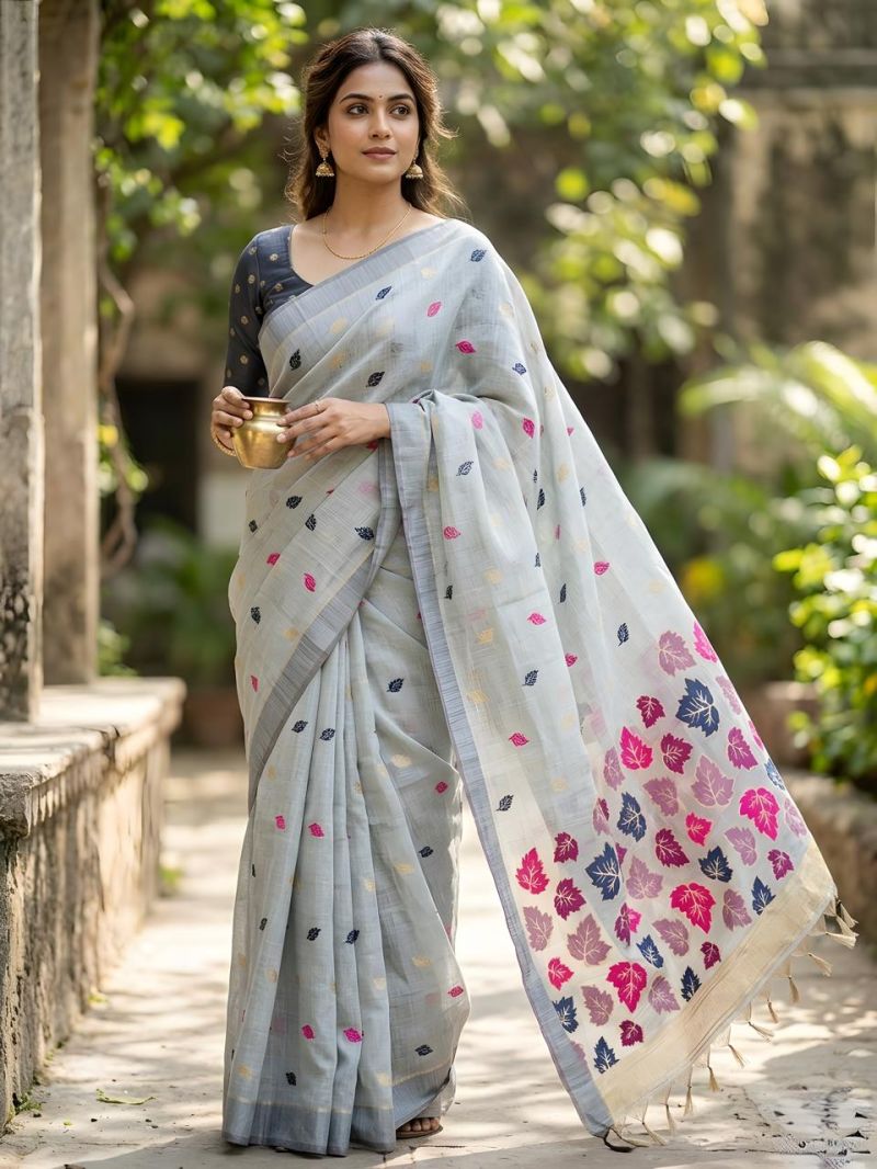 Mv Vis 1 Jamdhani Cotton Silk Floral Printed Saree Catalog — Saree, Vardan Ethnic wholesale from Surat — view 10
