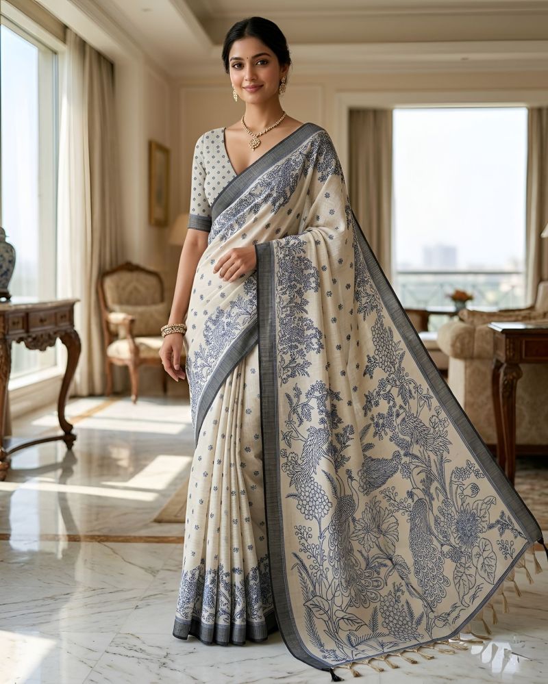 Mv Vis 3 Cotton Silk Floral Printed Saree Catalog — Organza Saree, Vardan Ethnic wholesale from Surat — view 2