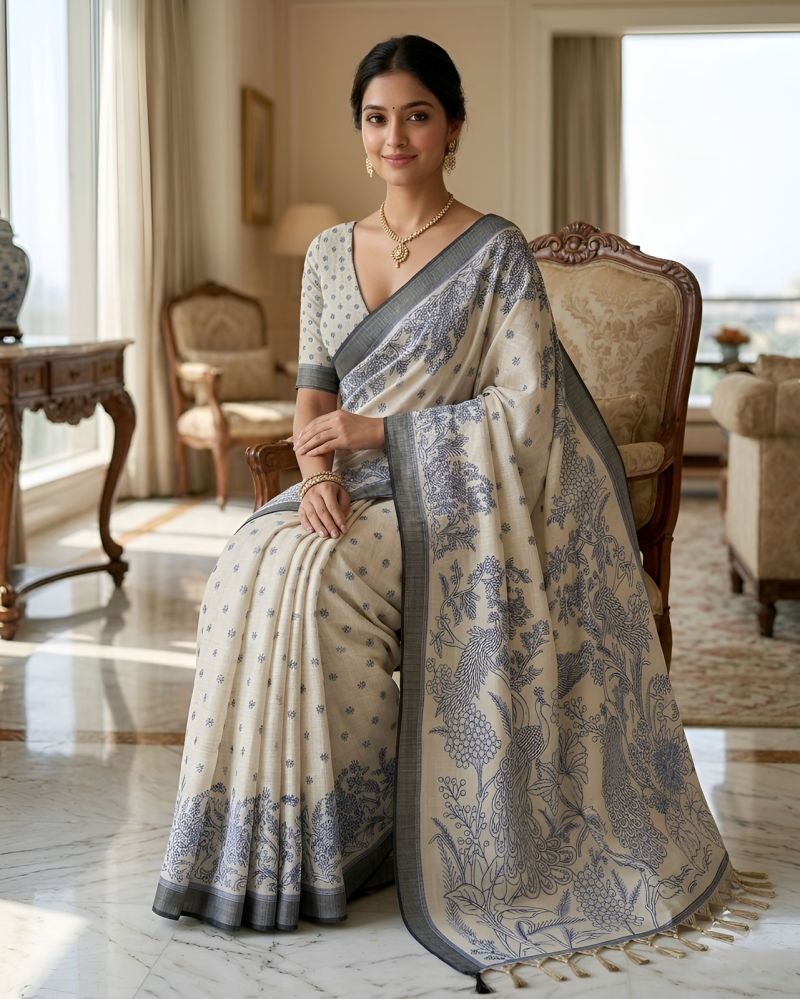 Mv Vis 3 Cotton Silk Floral Printed Saree Catalog — Organza Saree, Vardan Ethnic wholesale from Surat — view 3